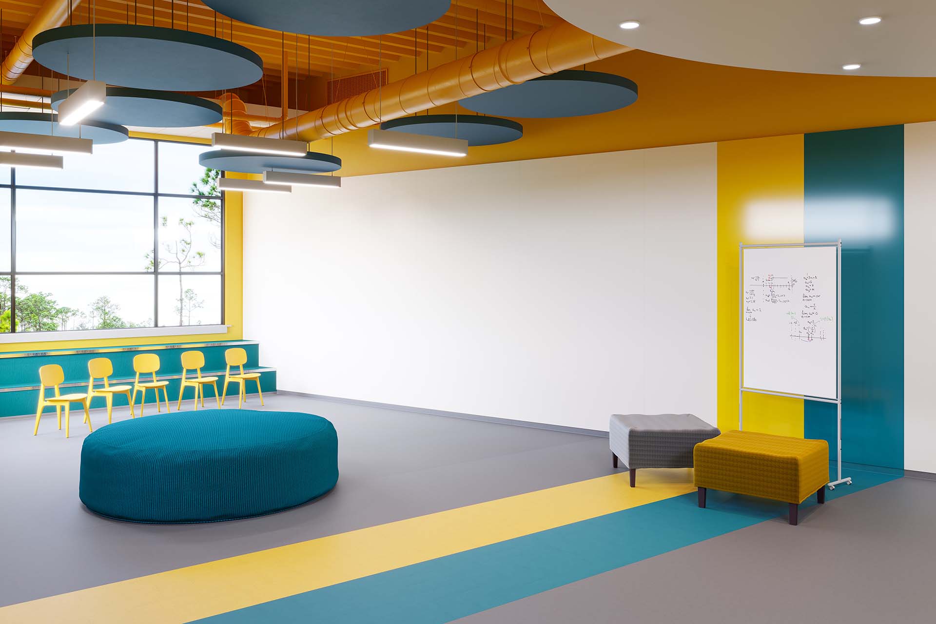 Altro floors and walls installed in a class