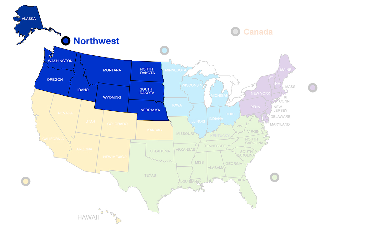 Map of Altro Americas Transport Division's Northwest territory