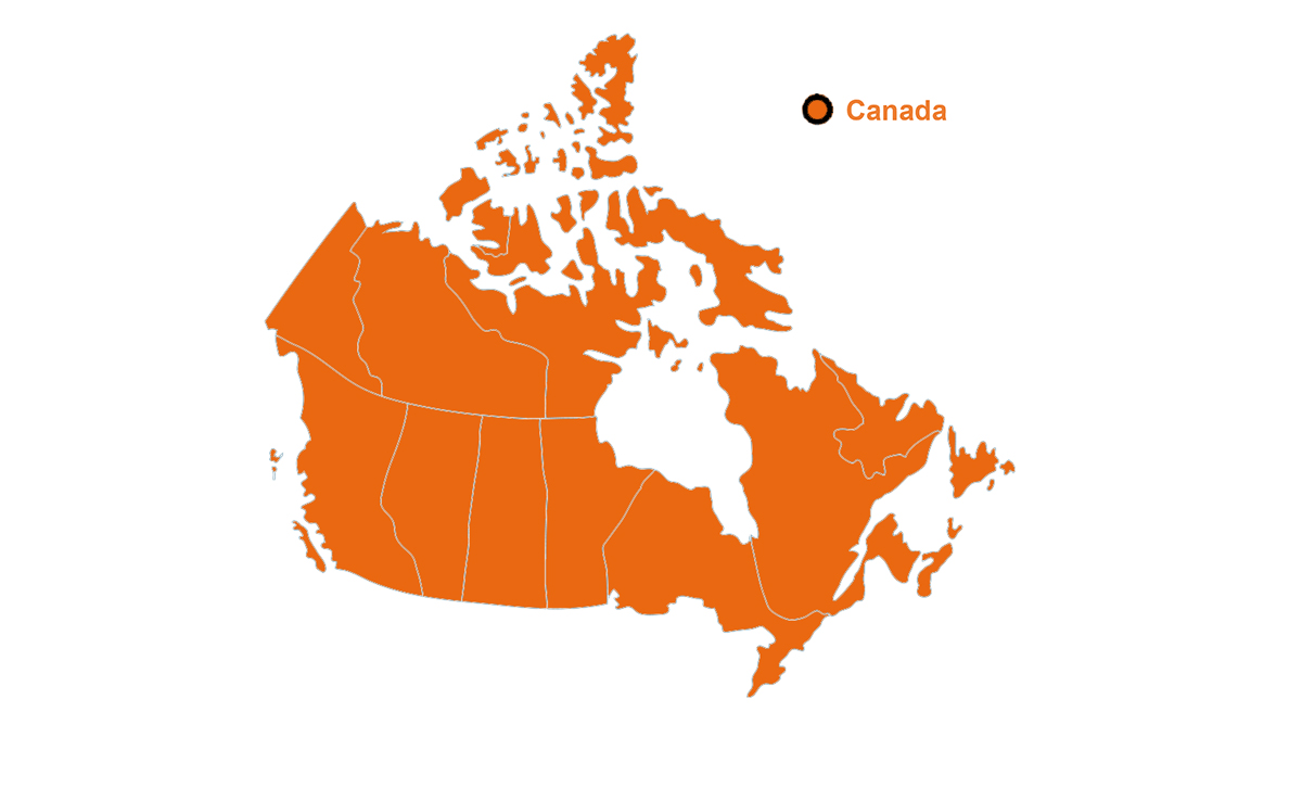 Altro Americas Transport Division Canadian territory map